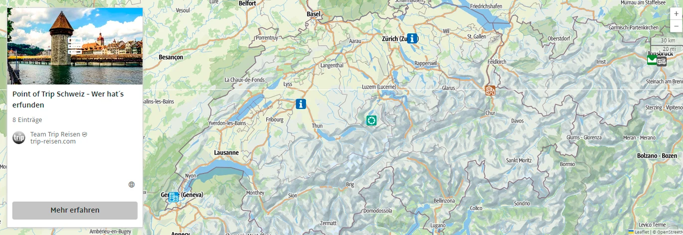 Schweiz - alle Infos auf Trip Schweiz  - alles auf einer Karte